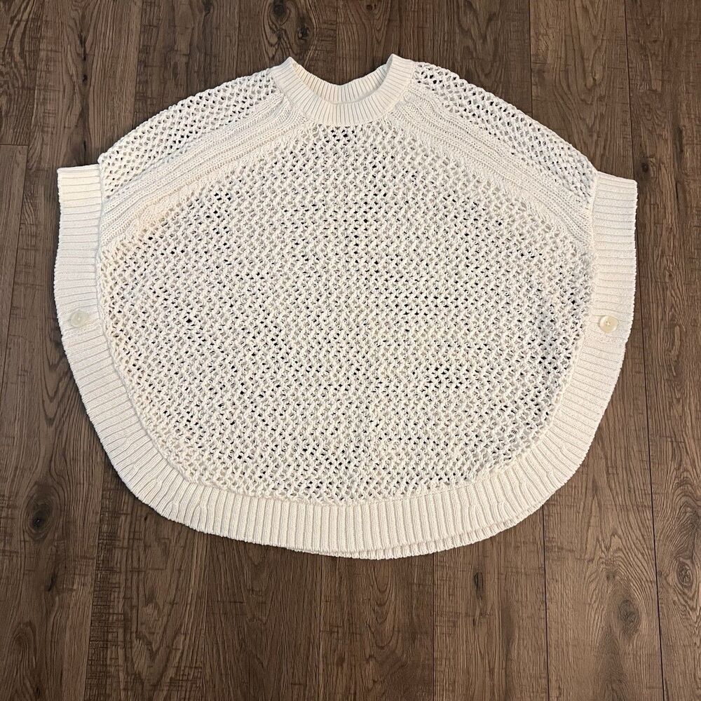 Talbots Women’s Poncho Small Crochet Ivory